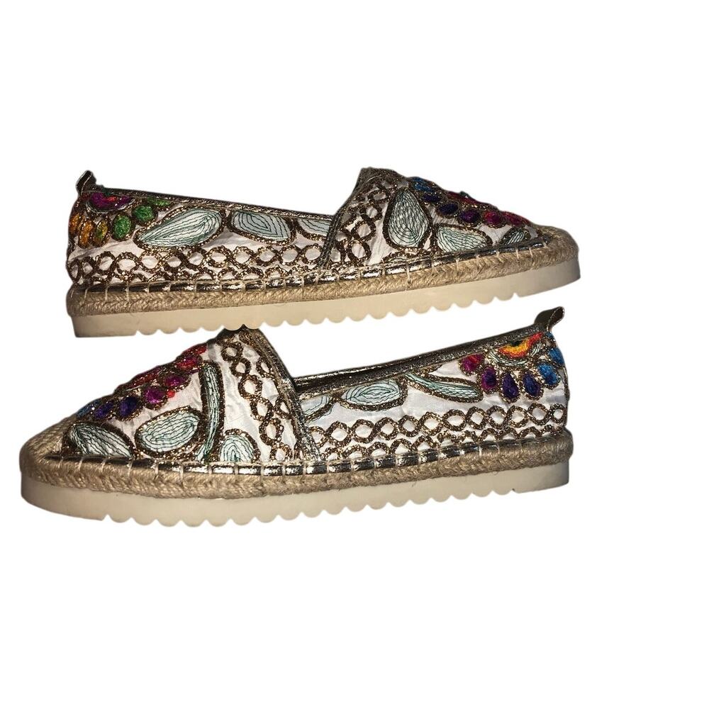 Patrizia Spring Step Maylis Embroidered Espadrilles Size 39 8-8.5 Boho Flats - Picture 2 of 9